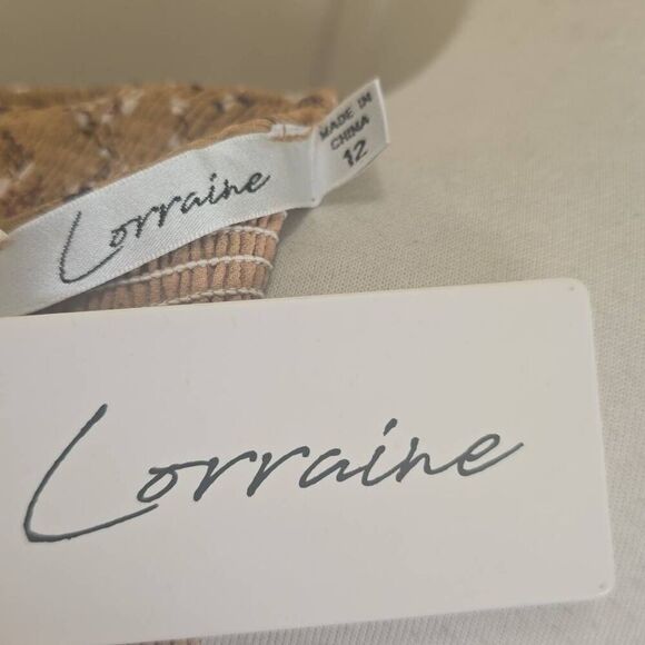 Lorraine Beige Chiffon w/ Mini Floral Prt. Gold Threads, Bohemian Dress, NWT, 12 - Picture 9 of 11